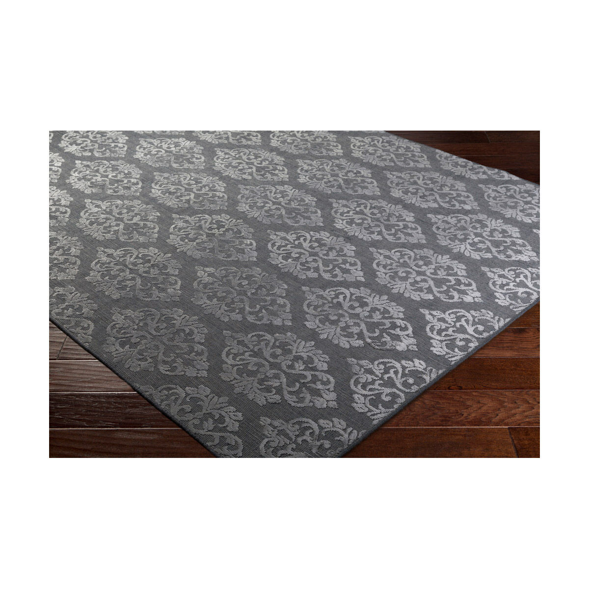 Norval 108 X 72 inch Medium Gray Rugs, Viscose and Wool