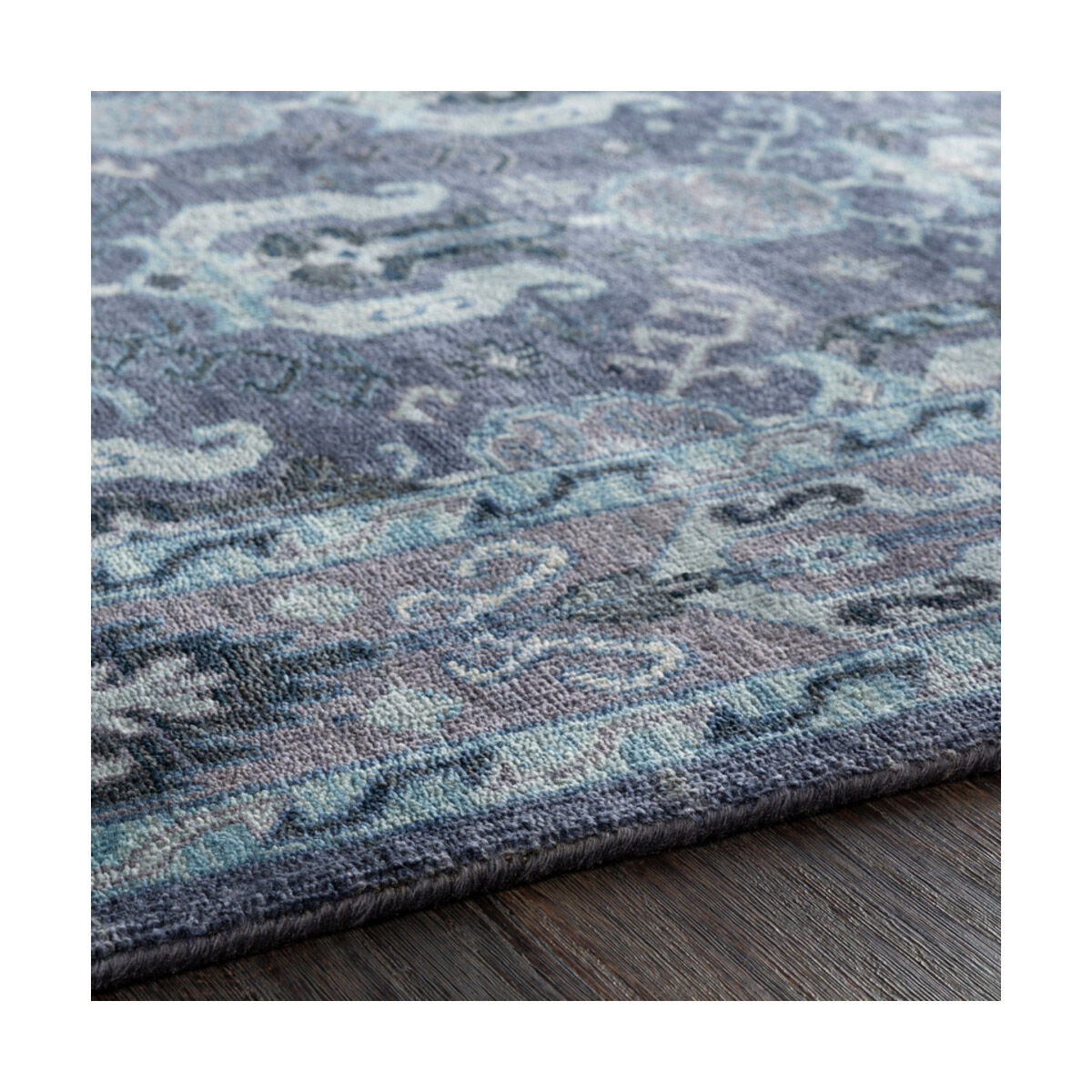 Douglas 96 inch Navy/Dark Purple/Aqua/Pale Blue Rugs, Wool