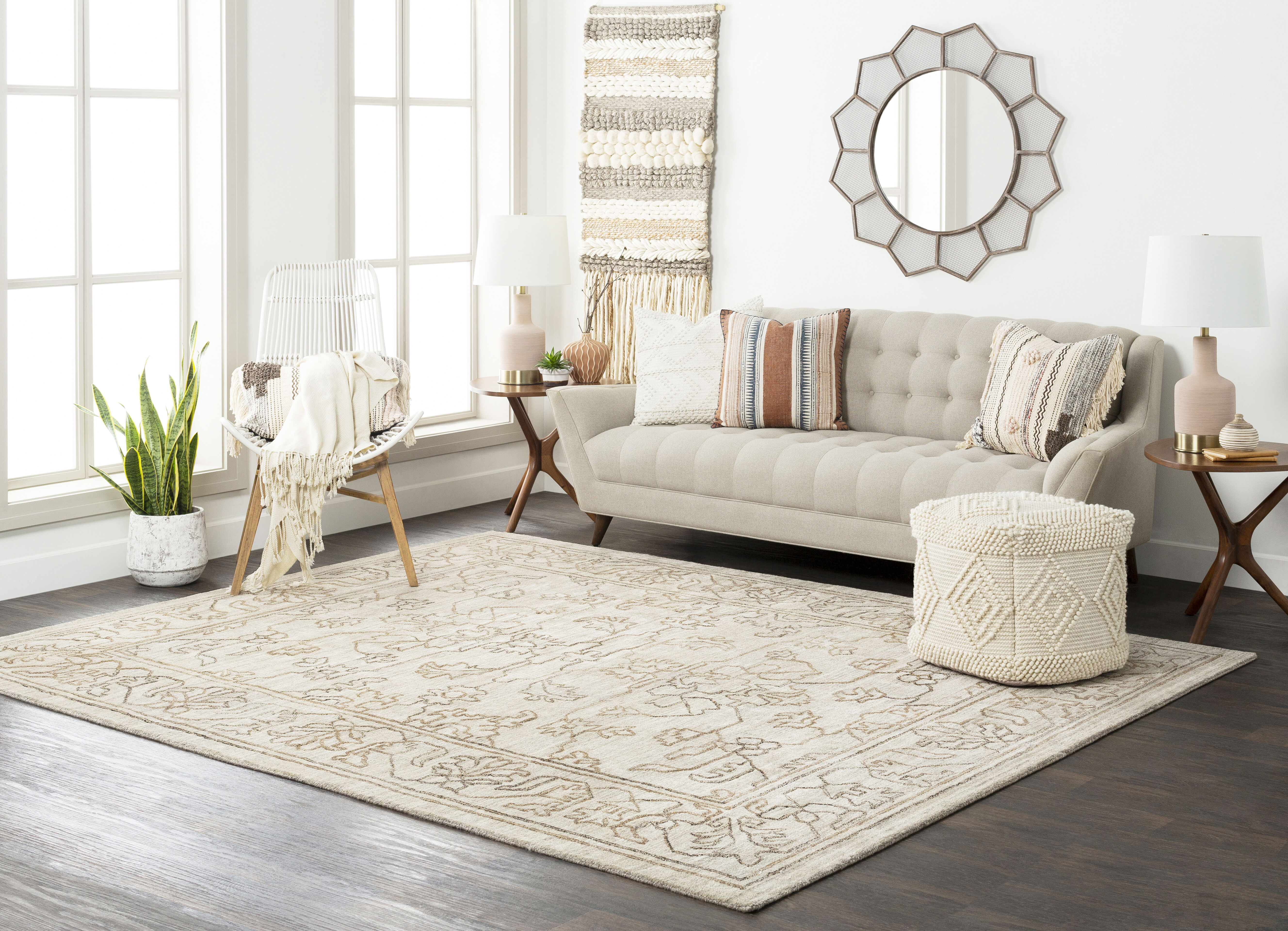 Estelle 36 X 24 inch Light Gray Rug, Rectangle