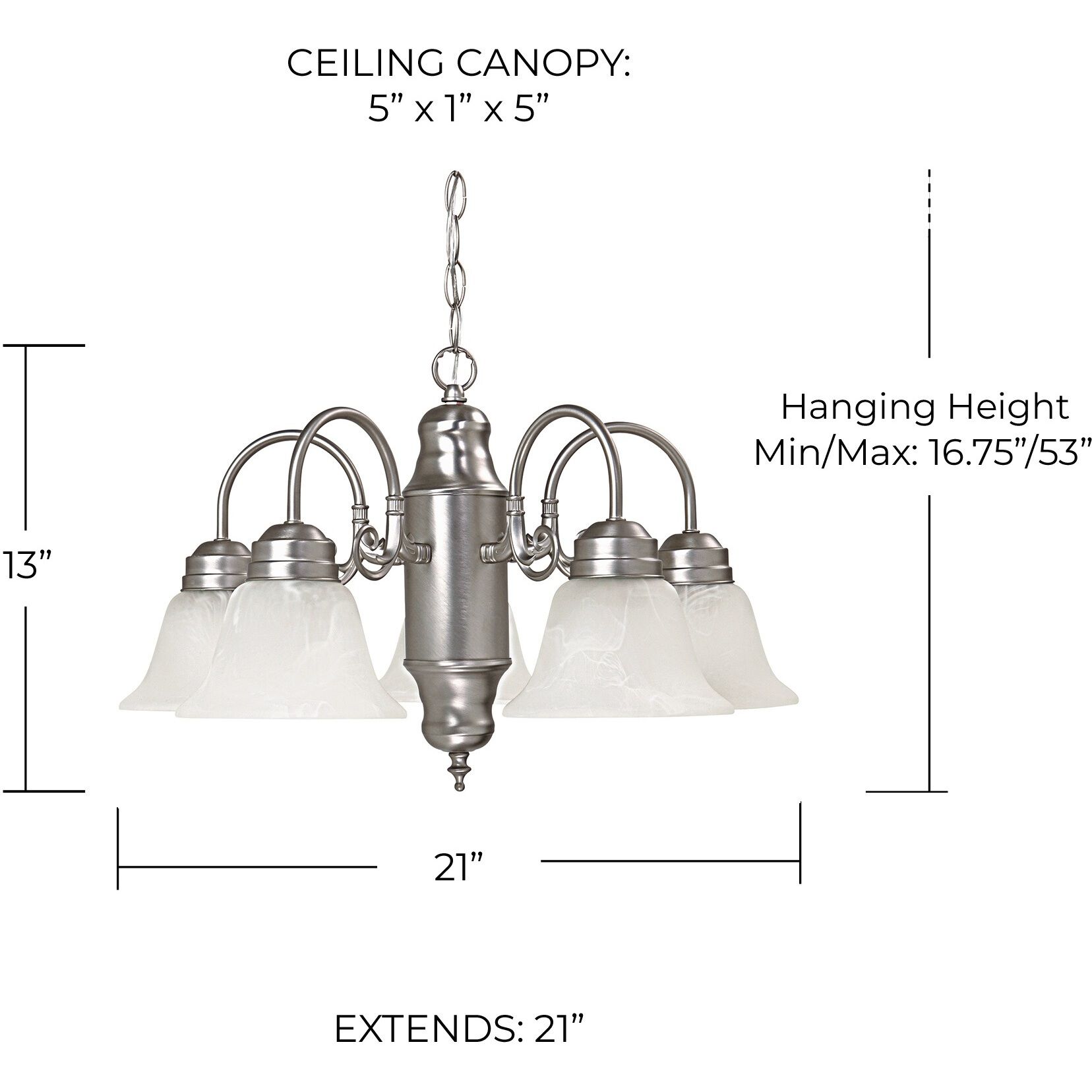 Booker 5 Light 21 inch Matte Nickel Chandelier Ceiling Light
