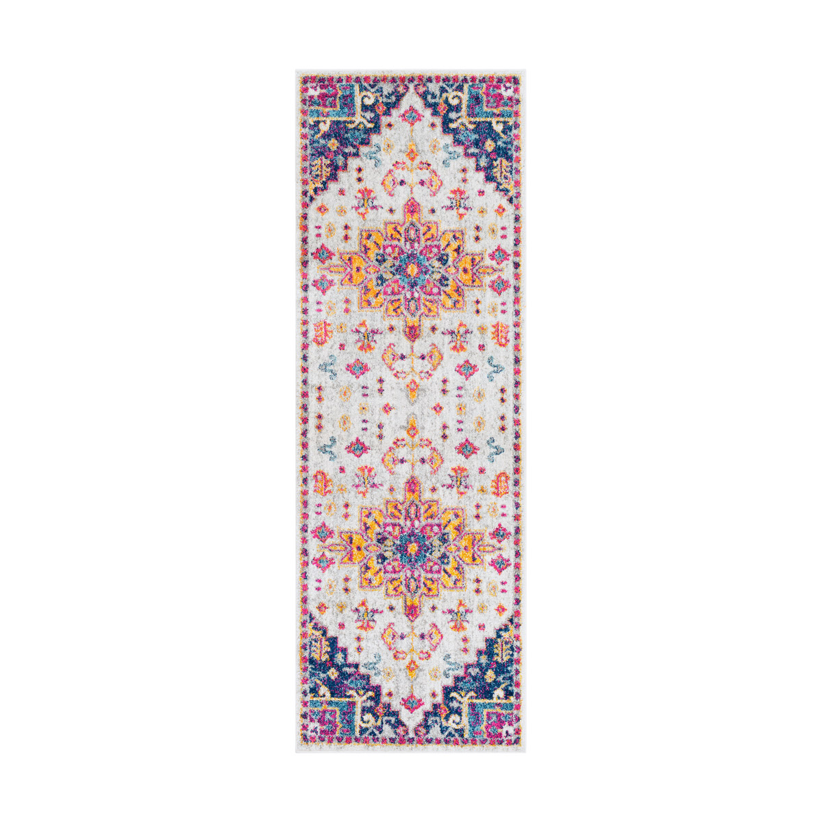 Maitland 36 X 24 inch Dark Blue/Aqua/Saffron/Bright Orange/Bright Pink Rugs, Rectangle