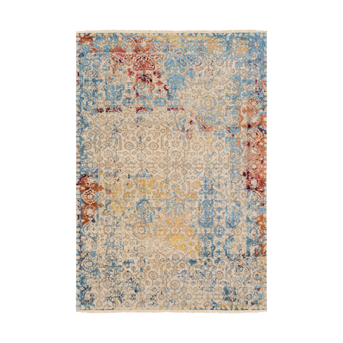 Furio 36 X 24 inch Aqua/Navy/Peach/Rose/Burgundy/Mustard Rugs
