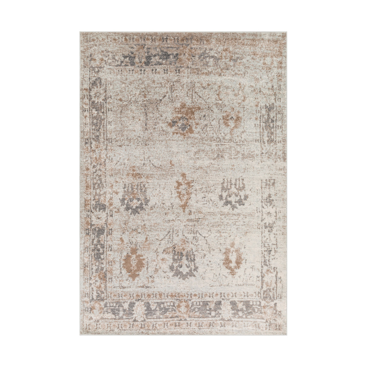Kendrick 87 X 63 inch Medium Gray/Charcoal/Dark Brown/Camel/Ivory Rugs, Rectangle