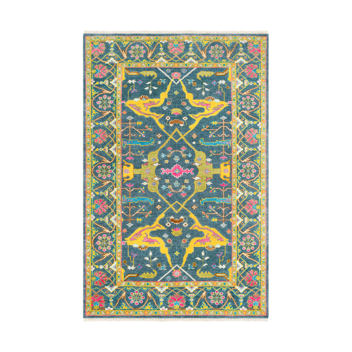 Kinsey 36 X 24 inch Navy/Mustard/Olive/Bright Pink/Dark Brown/Aqua Rugs, Rectangle