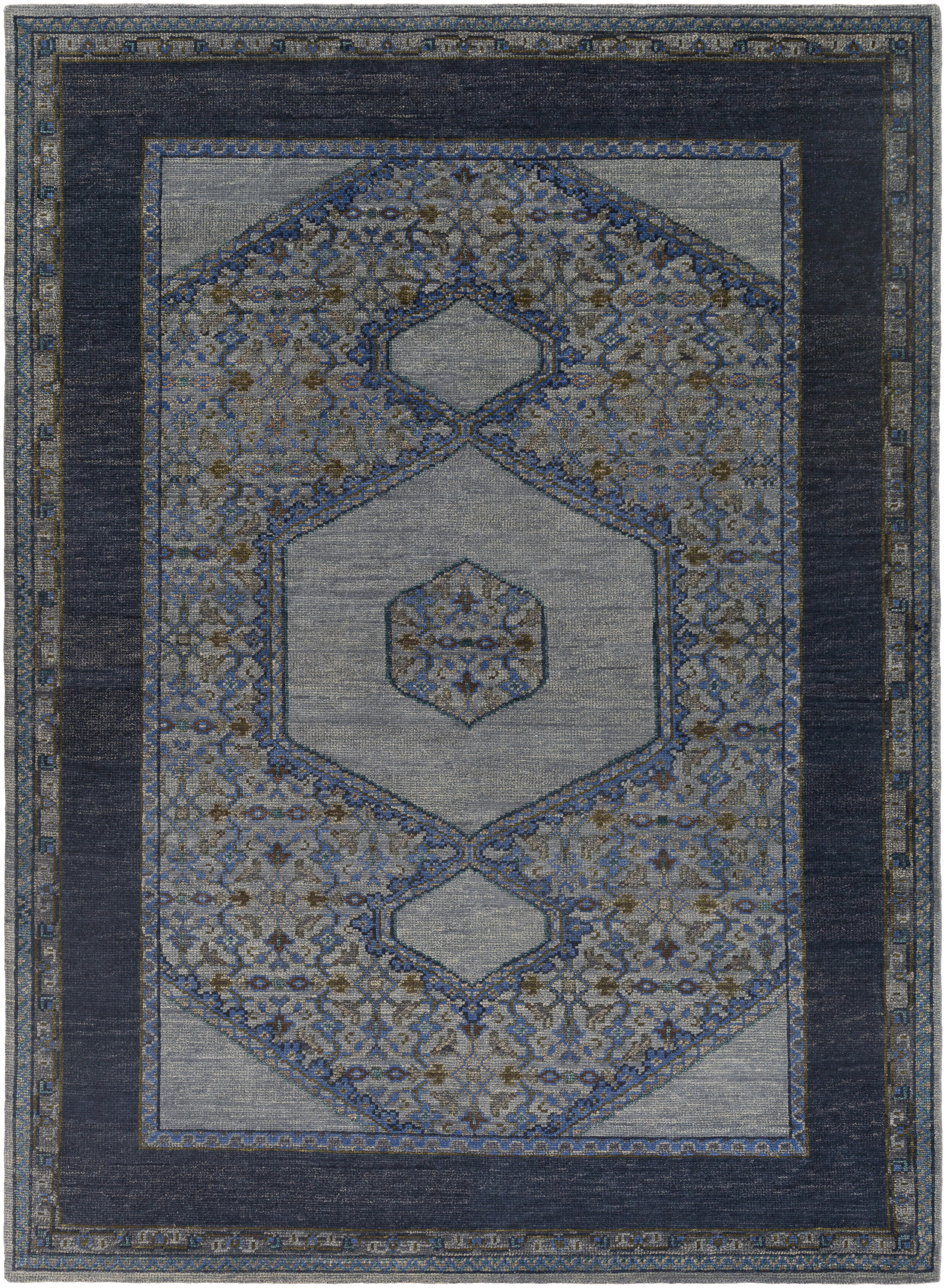 Loren 132 X 96 inch Blue Rug, Rectangle