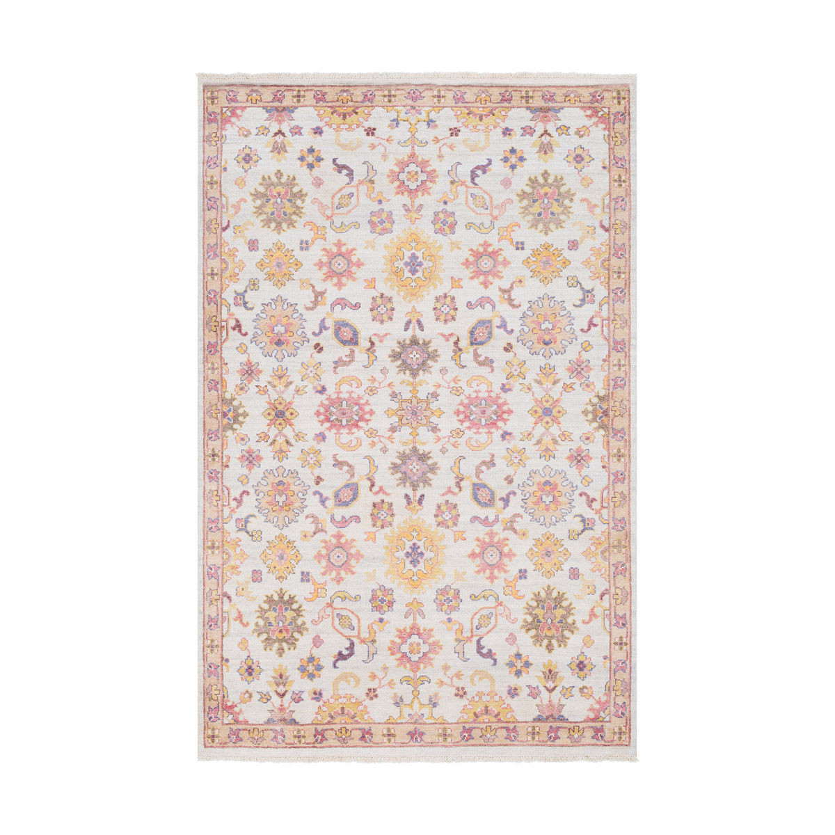 Millard 36 X 24 inch Bright Pink/Cream/Tan/Mustard/Camel/Bright Yellow Rugs, Rectangle
