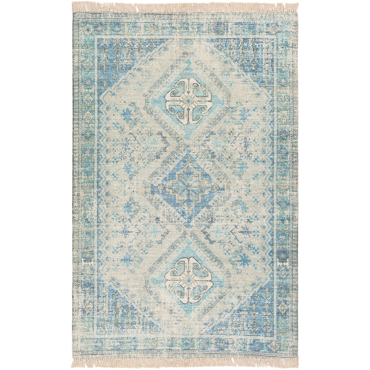 Sabene 90 X 60 inch Aqua Rug, Rectangle