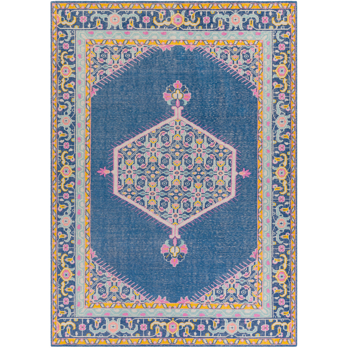 Luella 132 X 96 inch Navy/Bright Pink/Bright Yellow/Pale Pink/Aqua Rugs