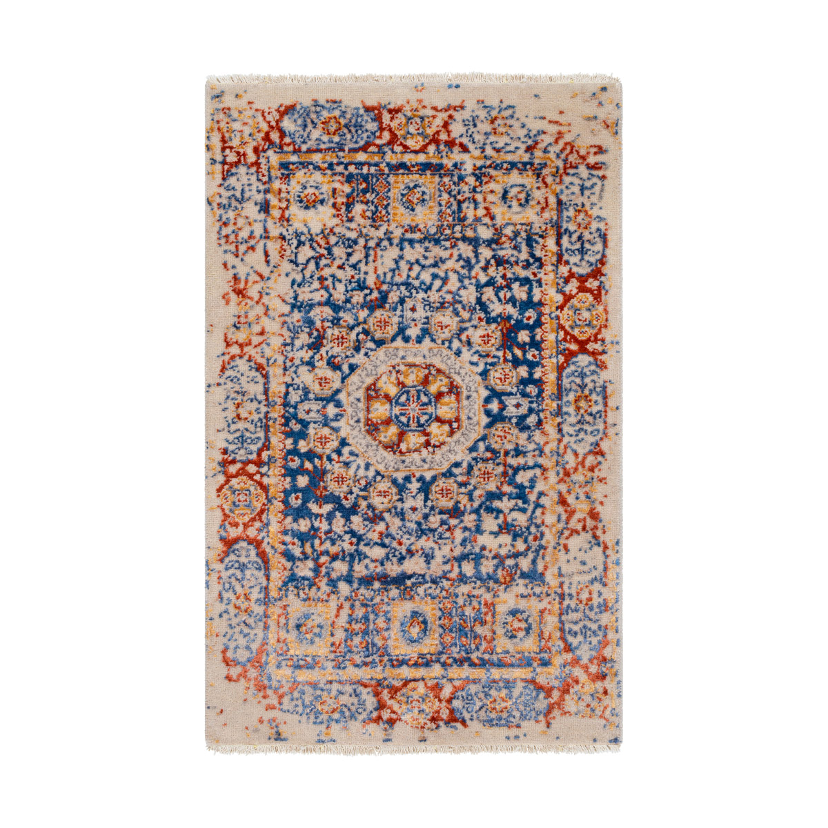 Marina 36 X 24 inch Navy/Burnt Orange/Ivory/Mustard/Taupe Rugs, Rectangle