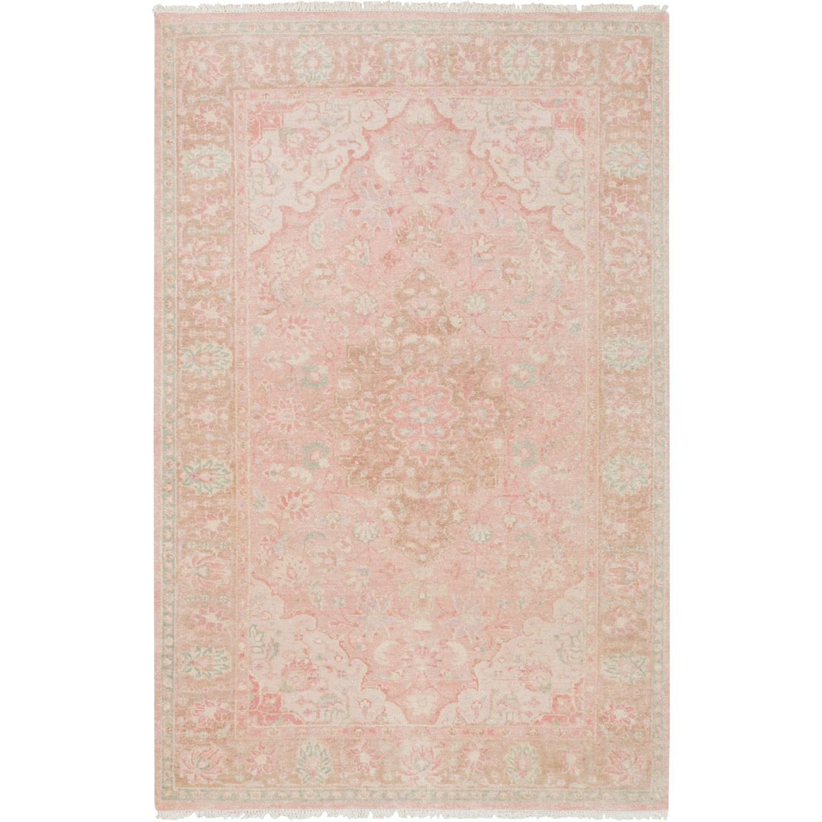 Vesta 102 X 66 inch Rose/Bright Pink/Sage/Camel/Cream Rugs, Wool