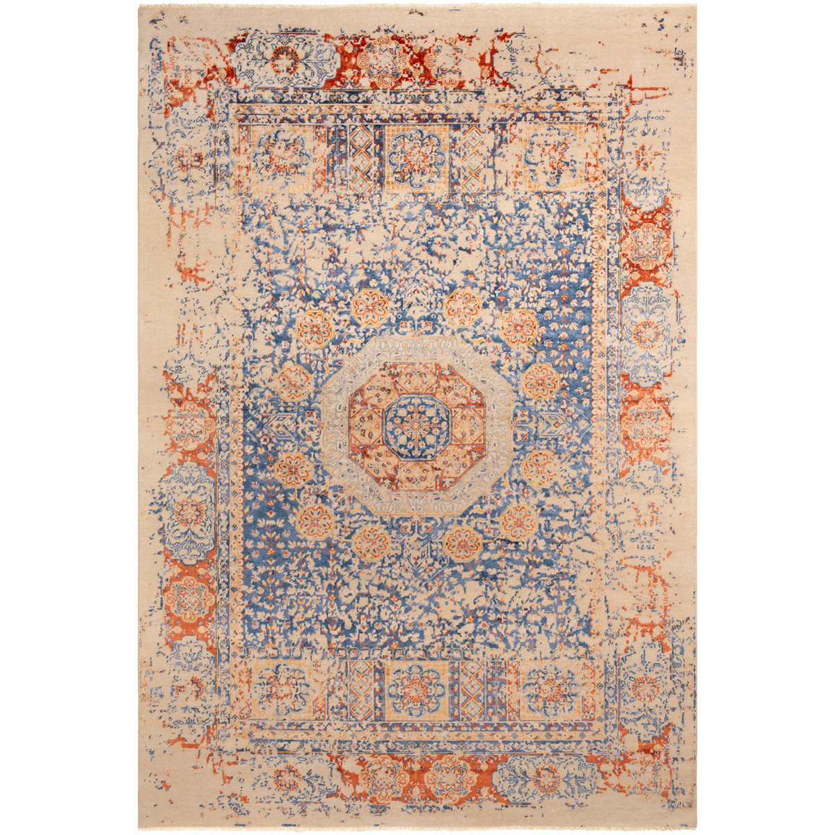 Marina 108 X 72 inch Navy/Burnt Orange/Ivory/Mustard/Taupe Rugs, Rectangle