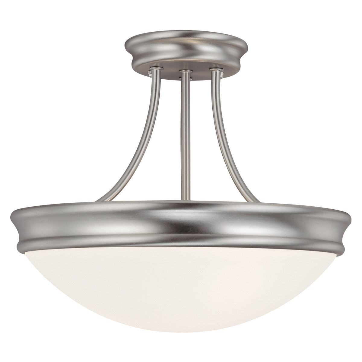 Booker 3 Light 14 inch Matte Nickel Semi-Flush Mount Ceiling Light