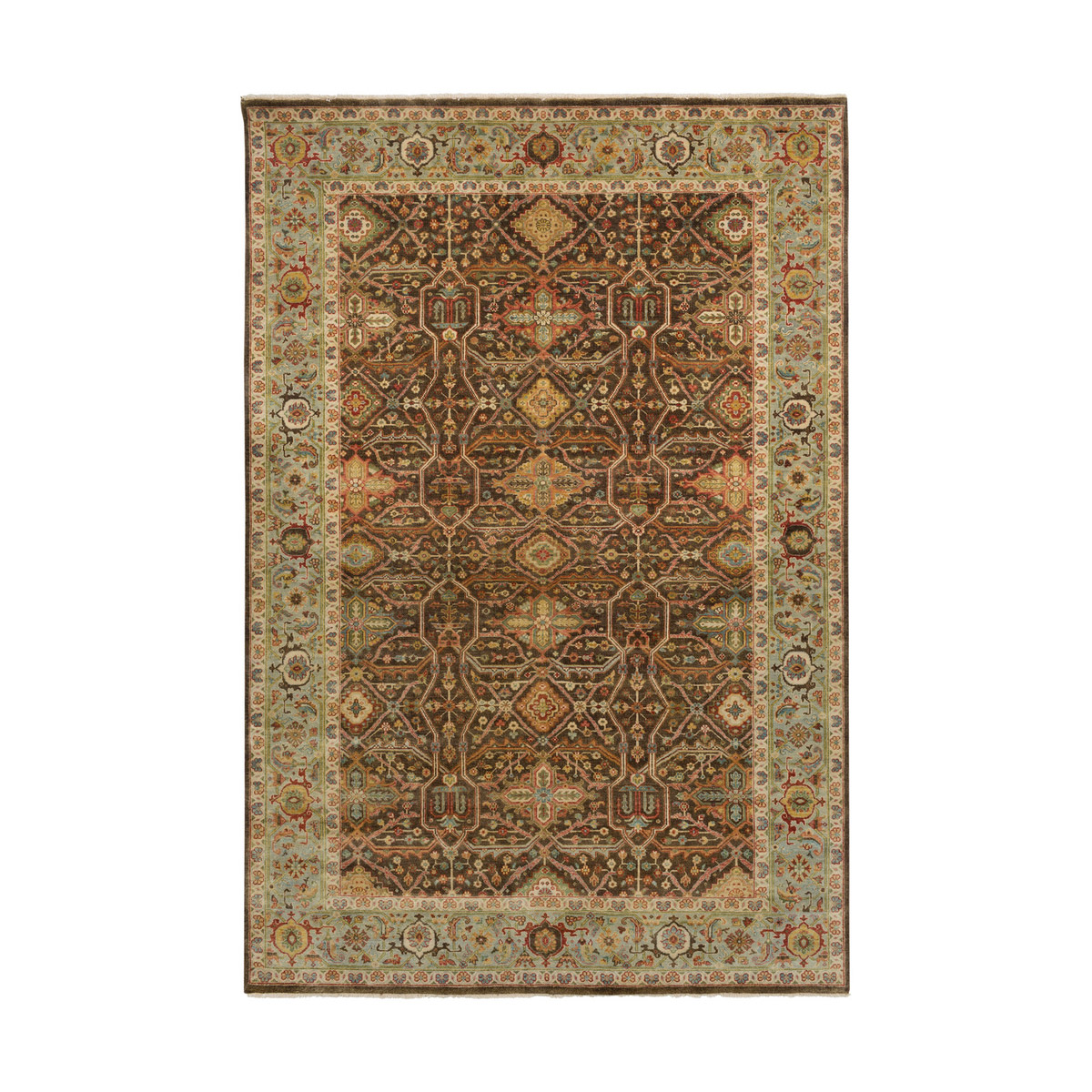 June 108 X 72 inch Dark Brown/Sea Foam/Khaki/Rust/Camel Rugs, Wool and Cotton