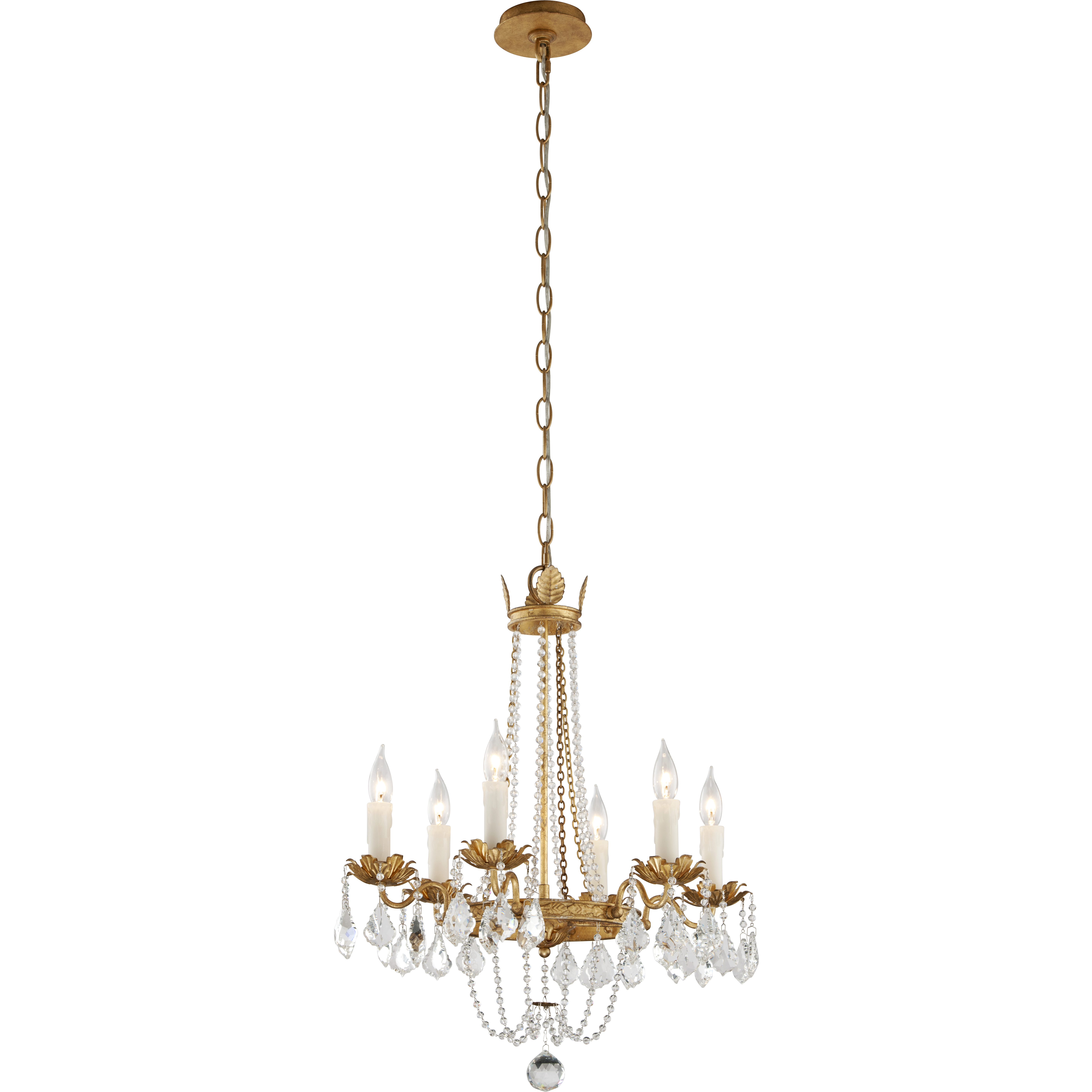 Equinox 6 Light 22 inch Distressed Gold Leaf Chandelier Ceiling Light
