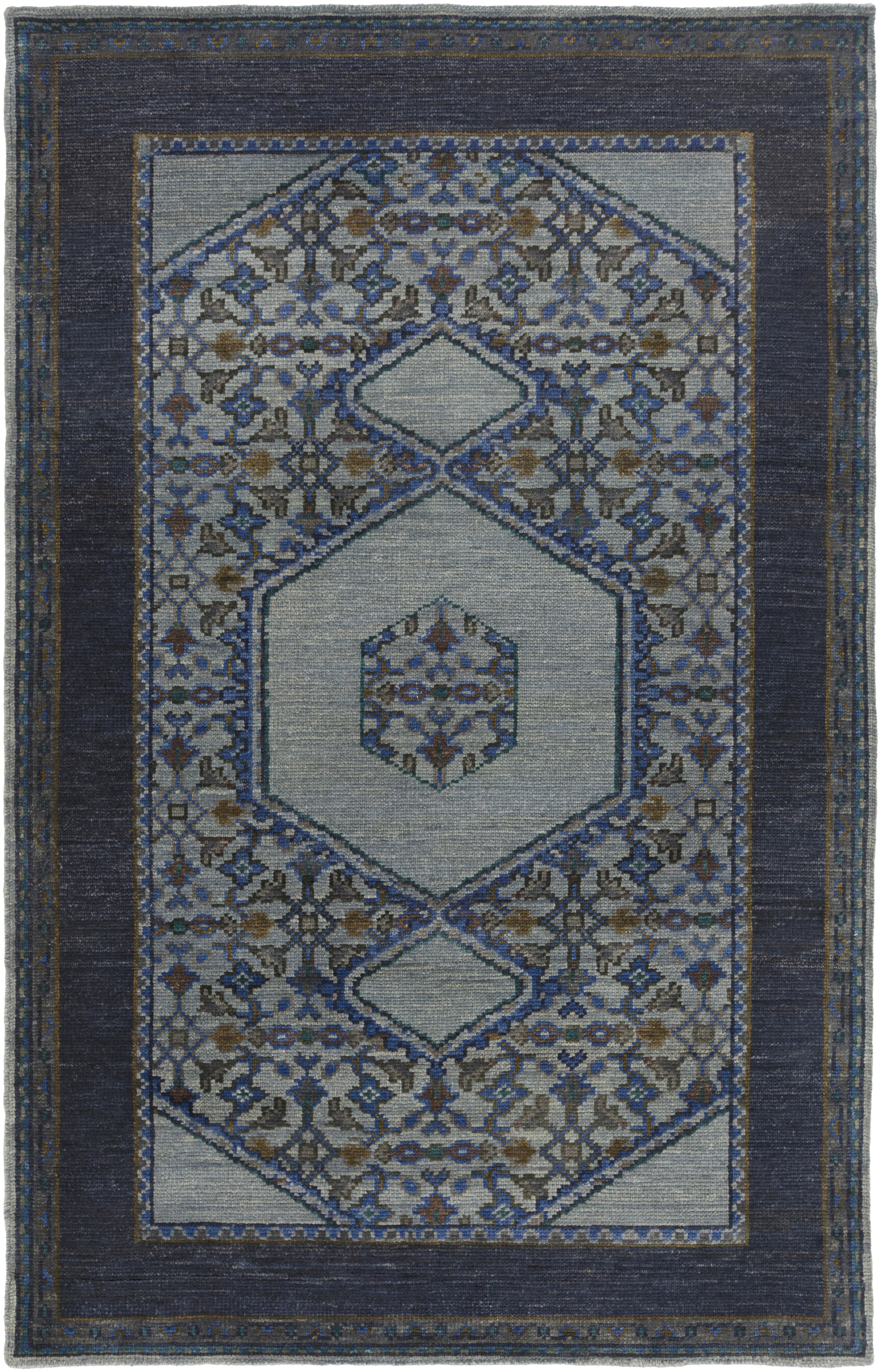 Loren 66 X 42 inch Blue Rug, Rectangle