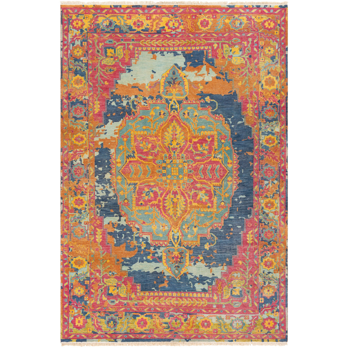 Garnet 108 X 72 inch Bright Pink/Mint/Dark Blue/Bright Yellow/Lime Rugs, Wool