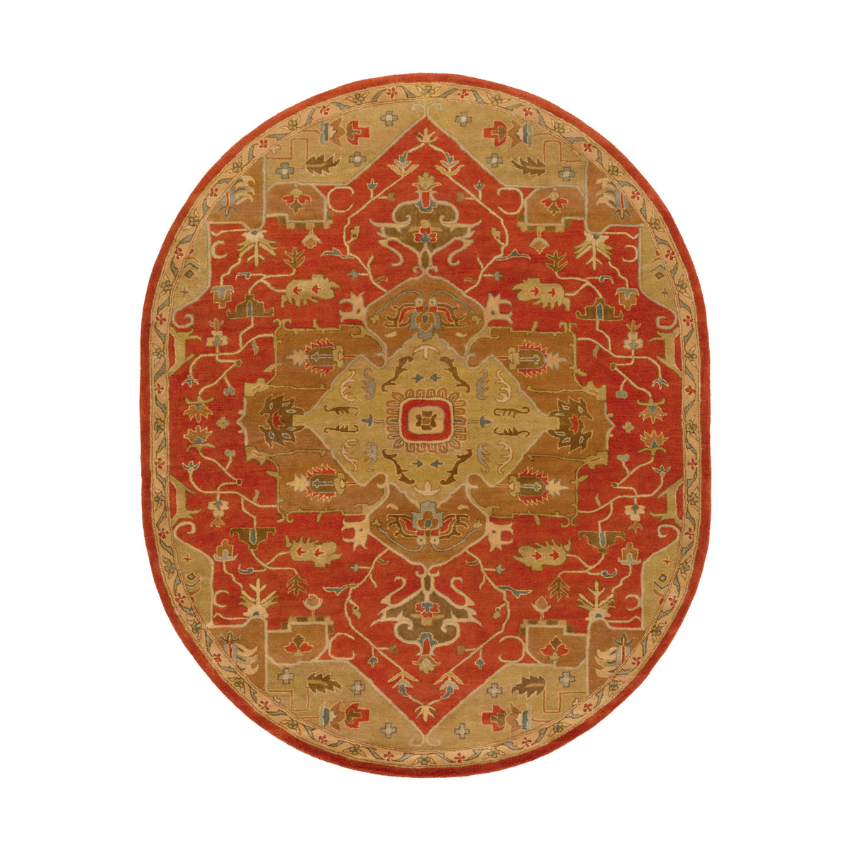 Edda 120 X 96 inch Rust/Tan/Camel/Medium Gray Rugs, Wool