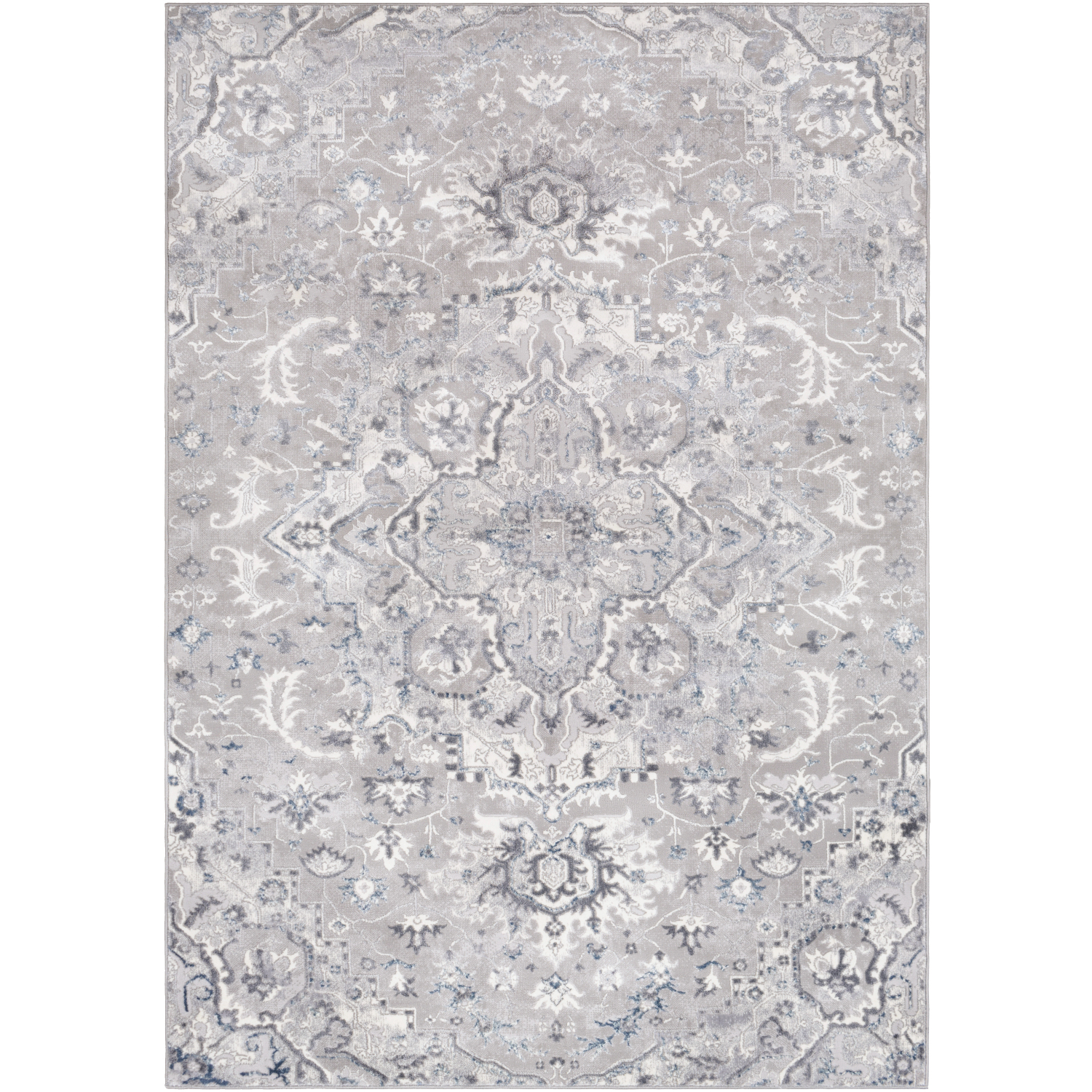 Mirth 35 X 24 inch Medium Gray/Charcoal/Denim/Ivory/Light Gray Rugs