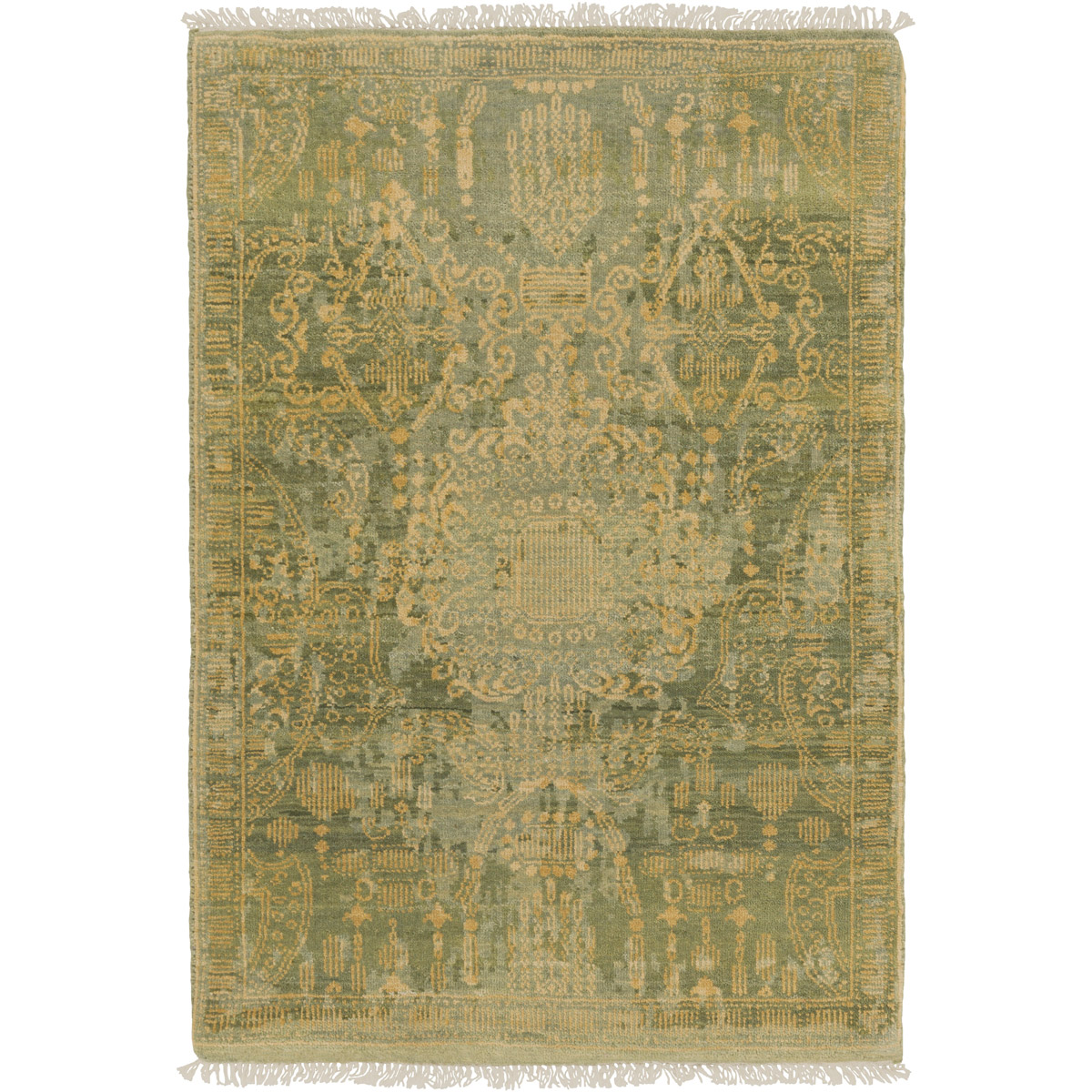 Decretas 36 X 24 inch Brown and Yellow Area Rug, Wool