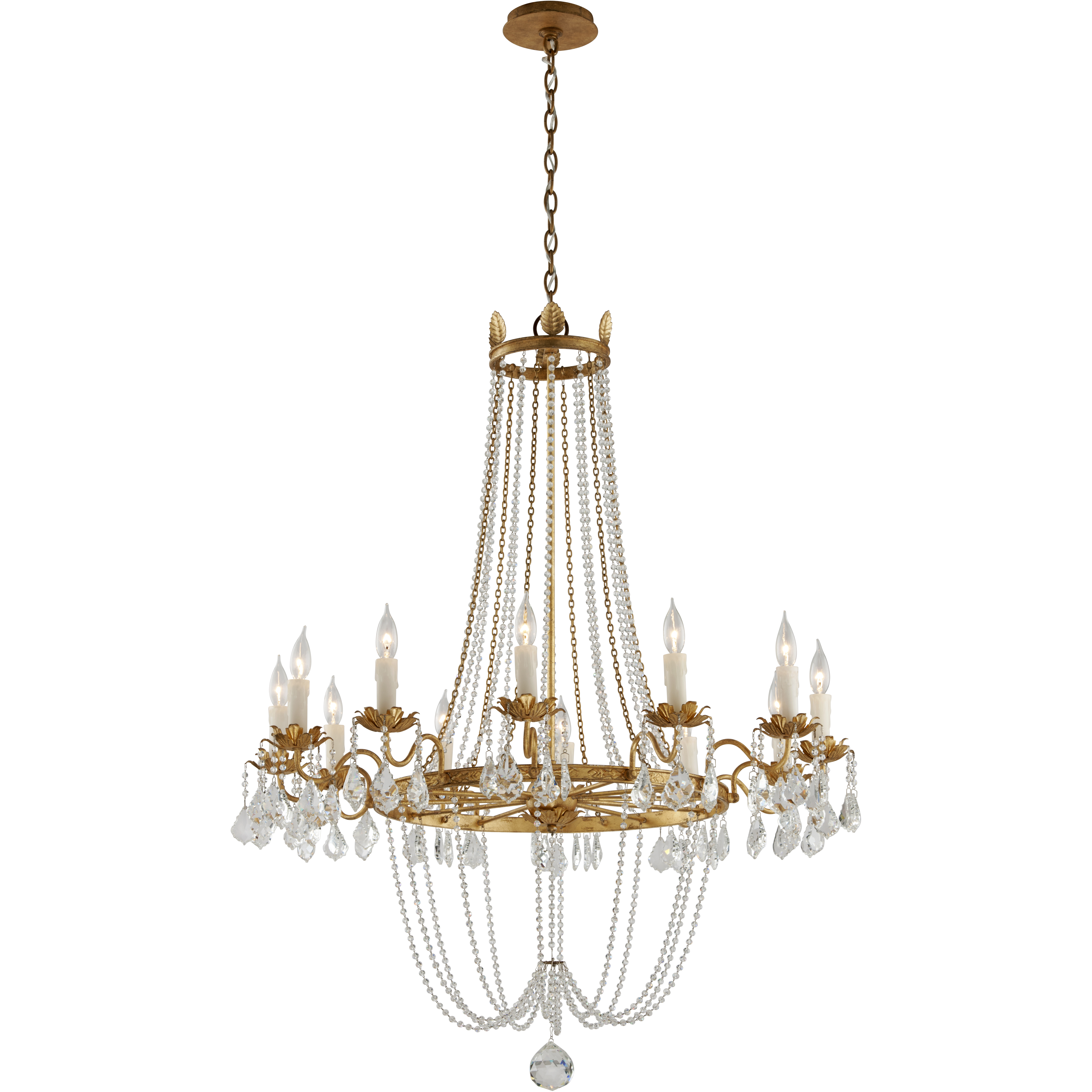 Equinox 12 Light 38 inch Distressed Gold Leaf Chandelier Ceiling Light