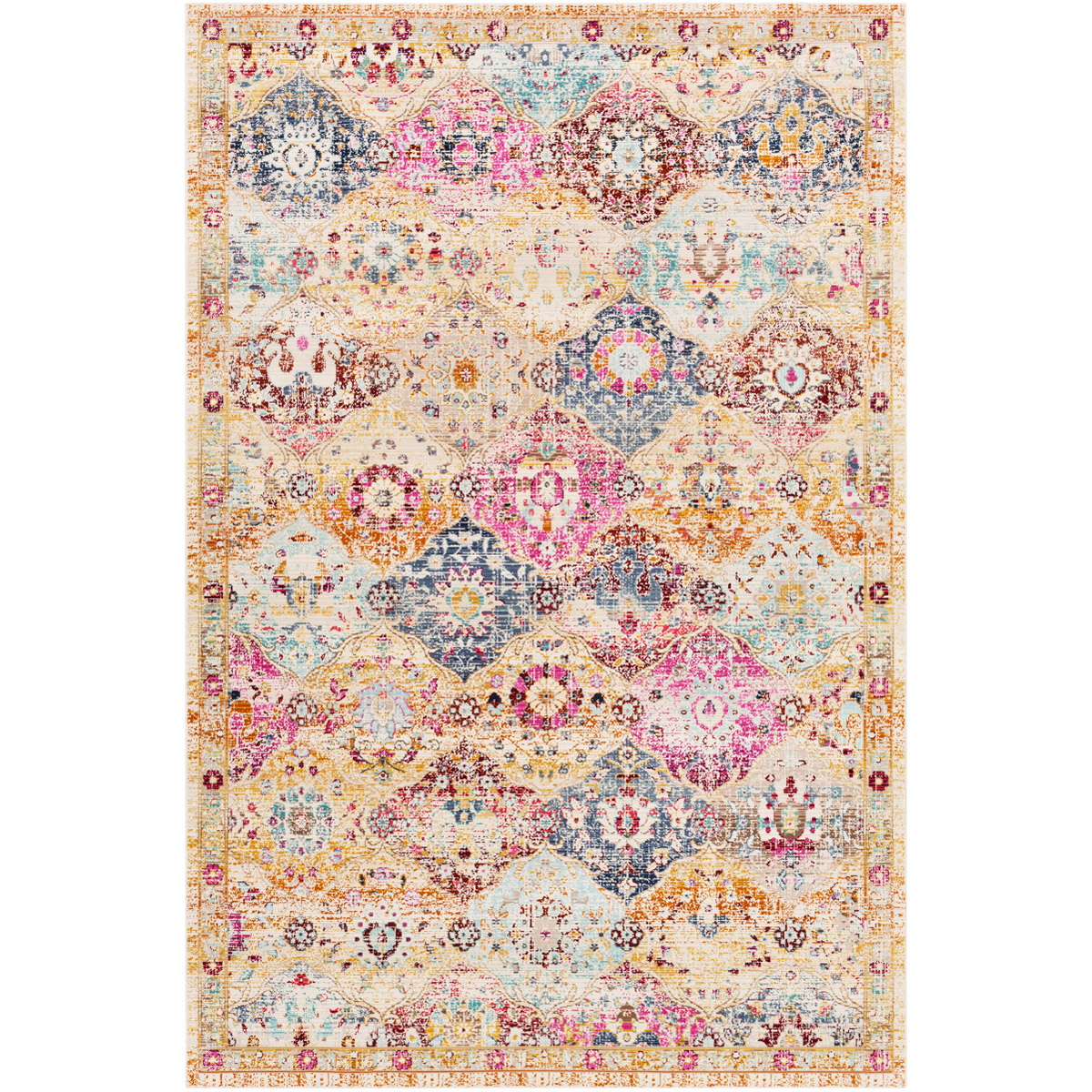 Orelious 94 X 60 inch Bright Pink/Burgundy/Dark Purple/Navy/White Rugs