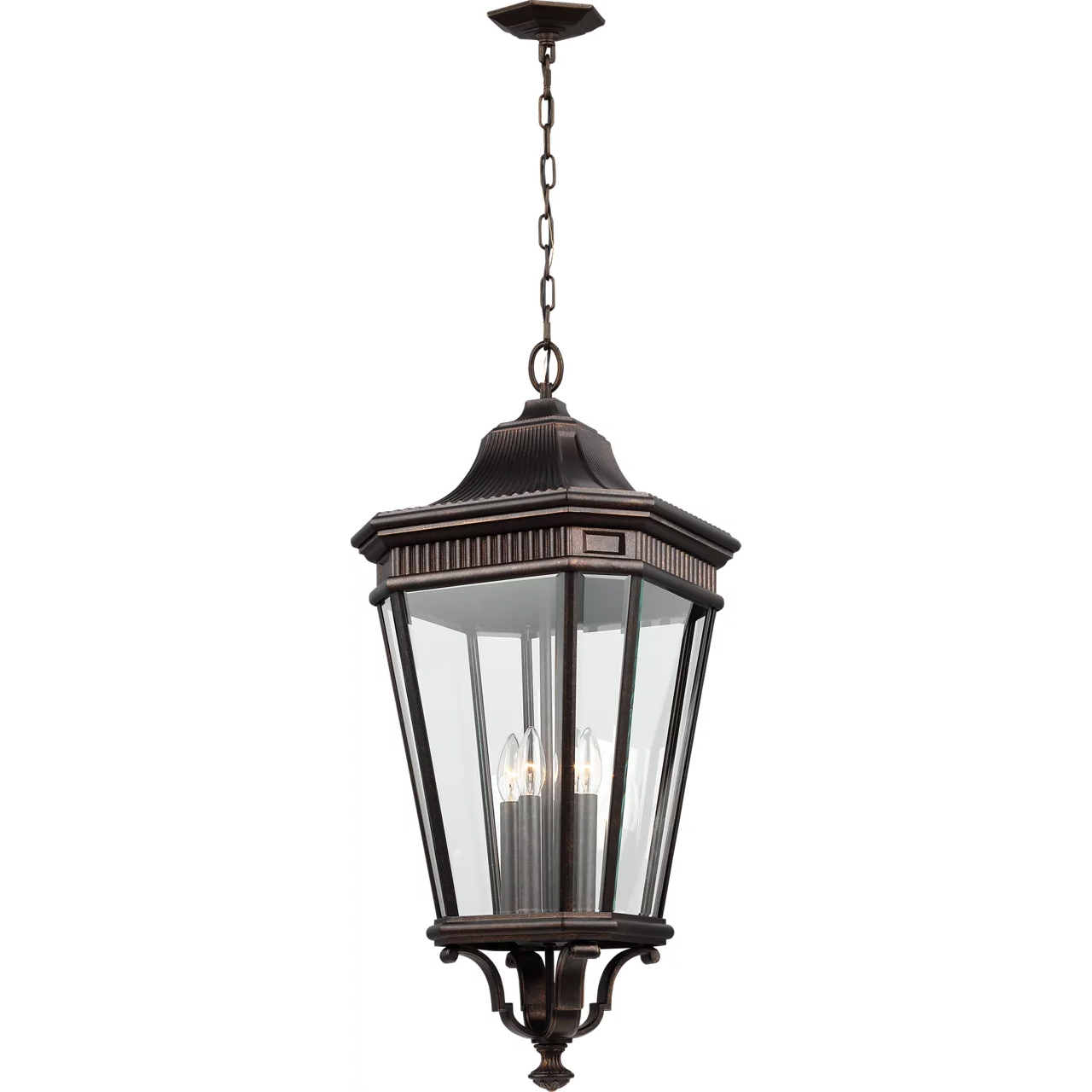 Quade 13.63 inch Grecian Bronze Outdoor Hanging Lantern
