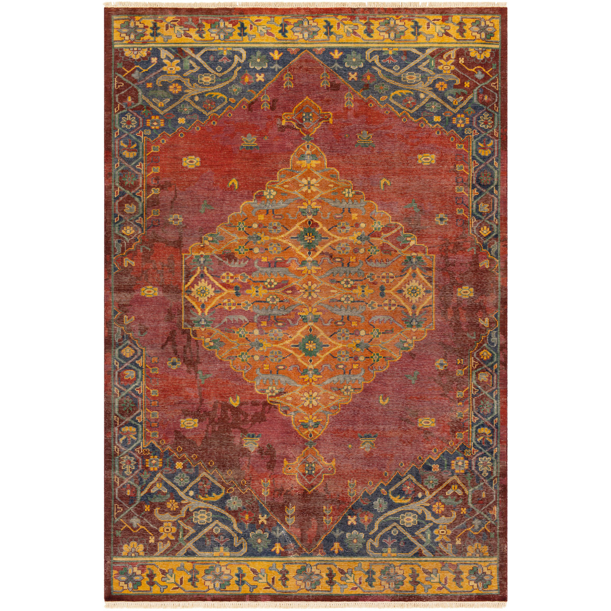 Garnet 36 X 24 inch Mauve/Dark Purple/Dark Red/Rust/Burgundy/Mustard Rugs