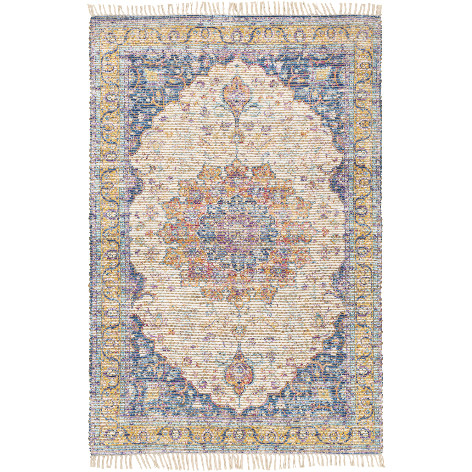 Nelson 90 X 60 inch Khaki/Saffron/Violet/Aqua/White Rugs