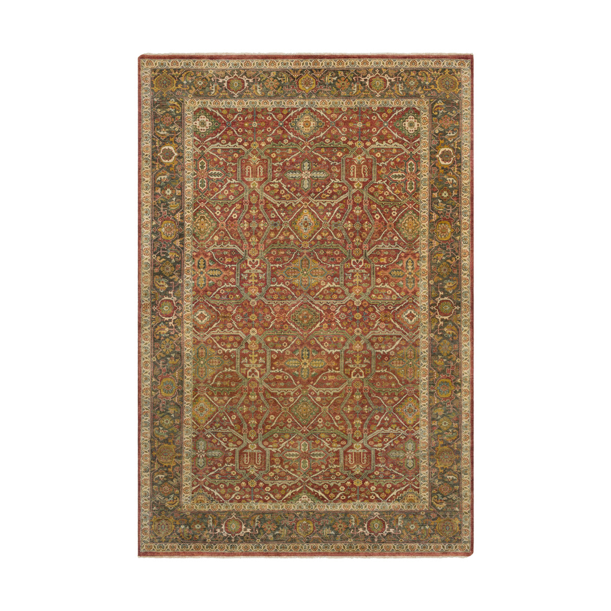 June 36 X 24 inch Clay/Dark Brown/Butter/Lime/Sky Blue Rugs, Wool and Cotton