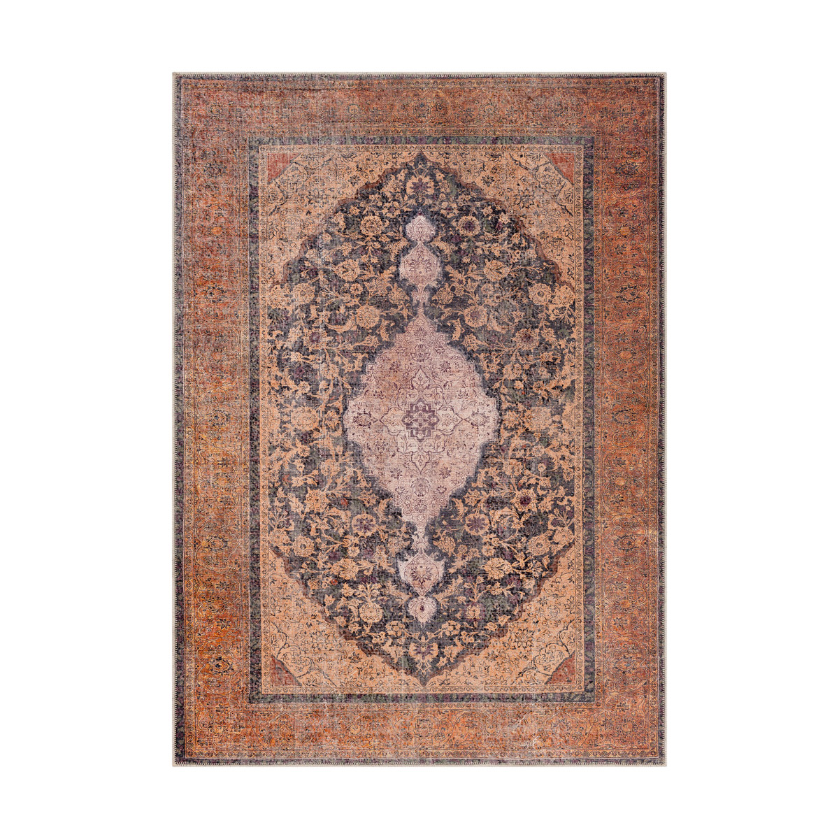 Ivory 35 X 24 inch Brick Red Rug, Rectangle